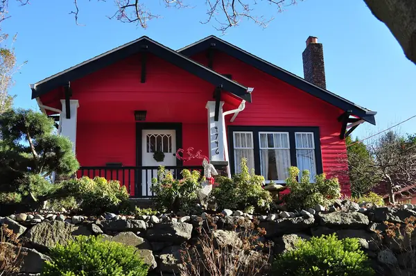 A red Craftsman bungalow in Wallingford, Seattle